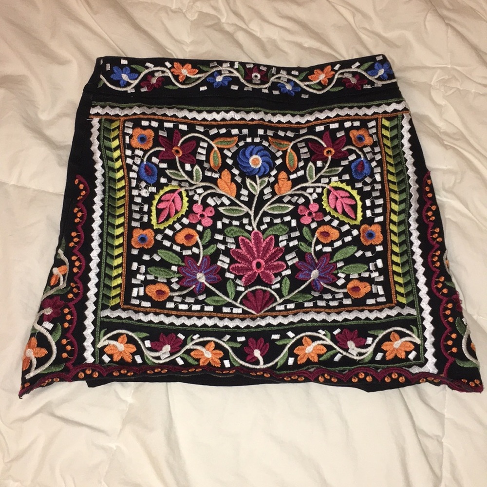 Embroidered Floral Skirt